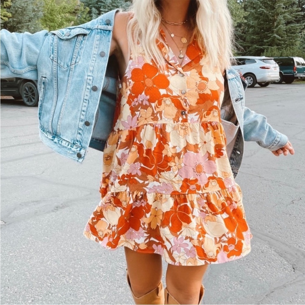 Show Me Your MuMu Groovy Collared Mini Dress in Party Poppy Size Small